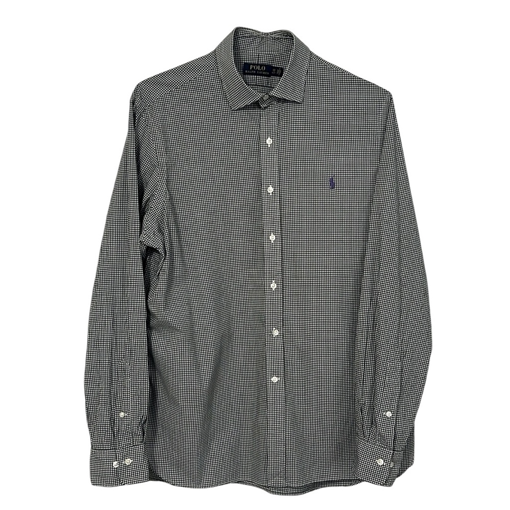 Polo Ralph Lauren men’s Size 17‎  36/37 black & white gingham cotton shirt.